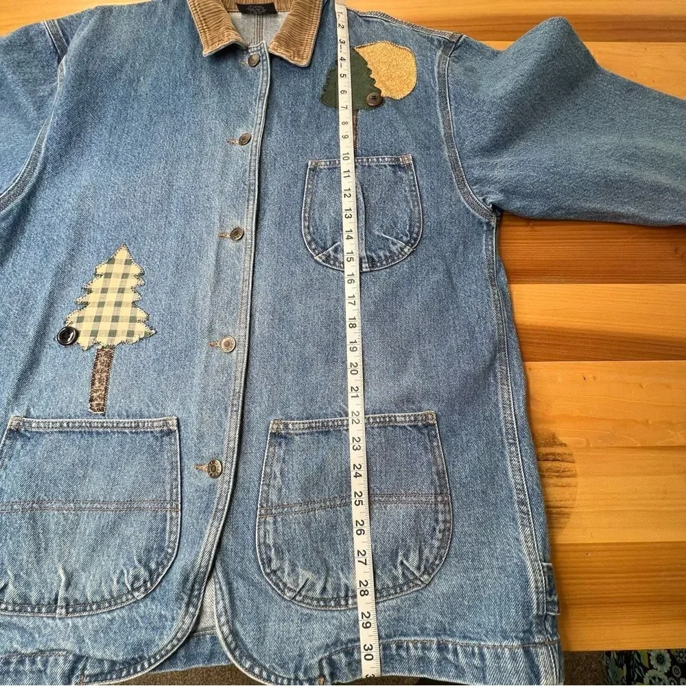 SW Shirt Wurks Hand Appliqué Outdoor Denim Jacket Sz M